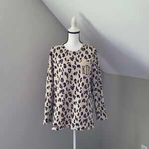 Marleylilly Monogrammed Leopard Print Long Sleeve Shirt